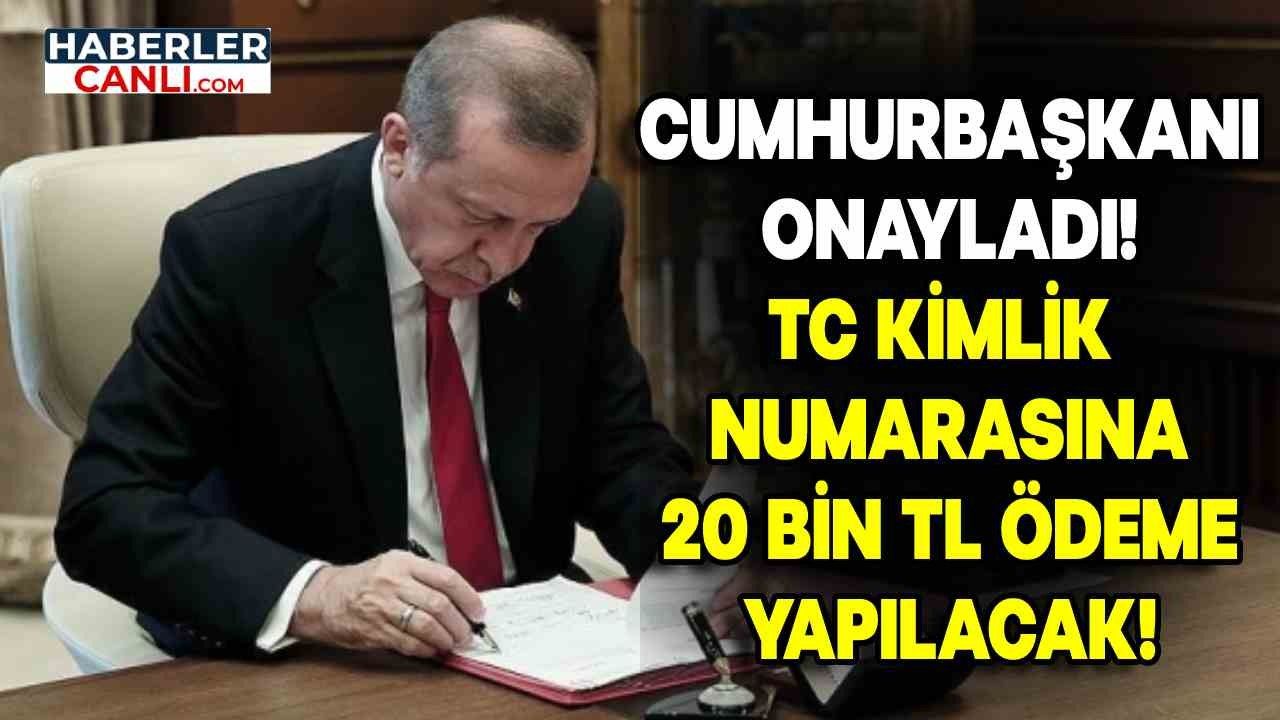 Cumhurbaşkanı Recep Tayyip Erdoğan Onayladı! TC Kimlik Numarasına 20.000 TL Ödeme Yapılacak