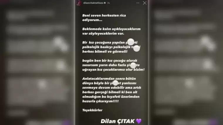 Dilan Çıtak Instagram Hikayesi