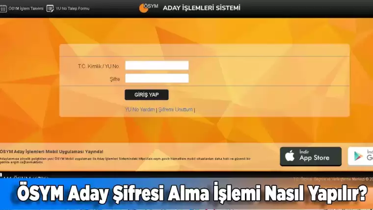 ÖSYM Aday Şİfre Alma