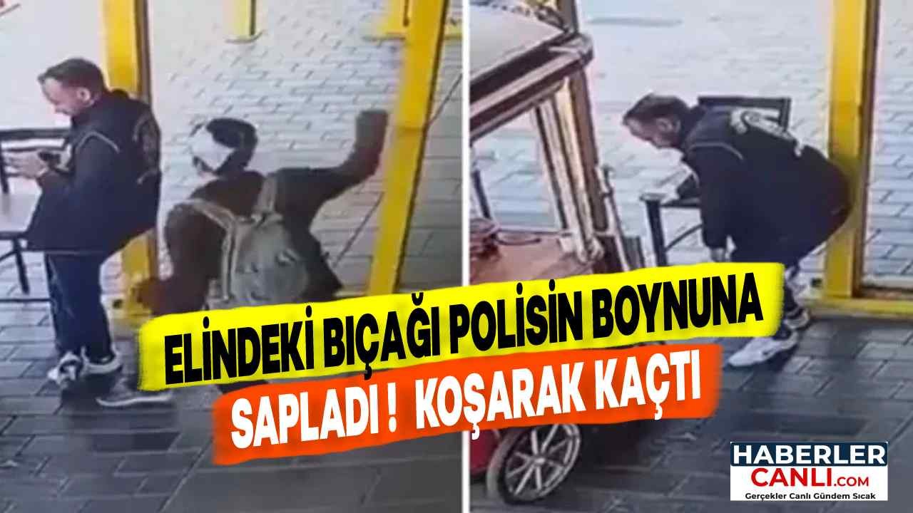 İstiklal Caddesi'nde Elindeki Bıçağı Polis Memurunun Boynuna Sapladı